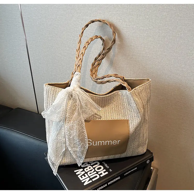 Women's Woven Shoulder Bag with Lace Handle — feature 32