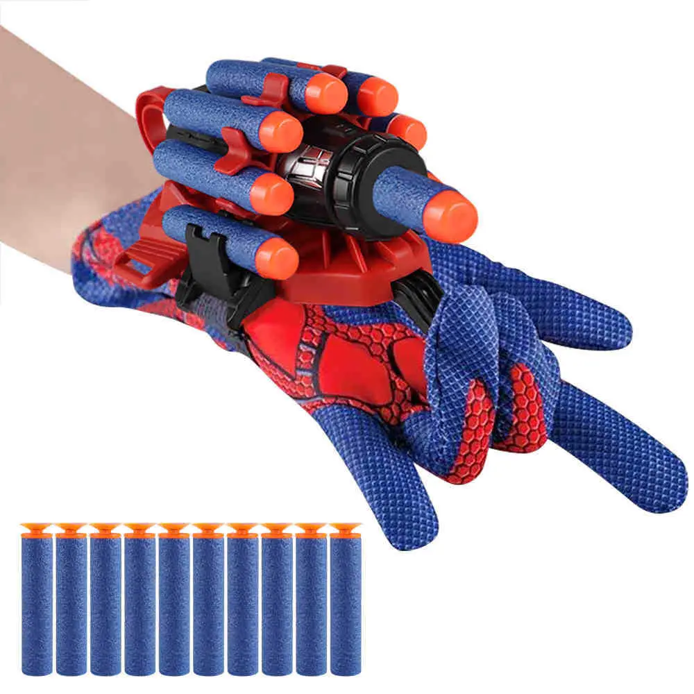 Spider-Man Launcher Spider Hero Web-Spitting Gloves Children's Toy Factory Boys' Soft Bullet Launchable Toy