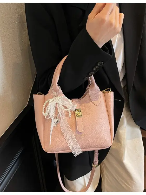 Black Crossbody Shoulder Bag with Tassel Decor - Image 7