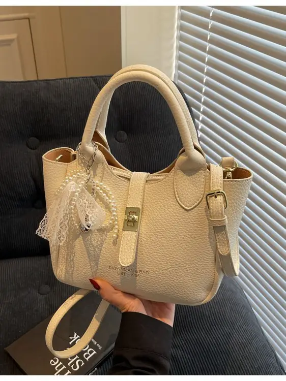 Black Crossbody Shoulder Bag with Tassel Decor - Image 8