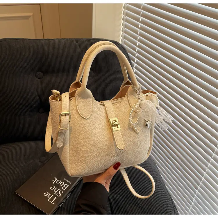 Black Crossbody Shoulder Bag with Tassel Decor — feature 14