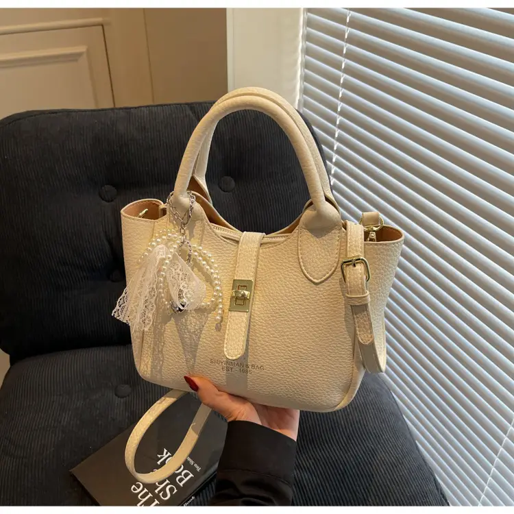 Black Crossbody Shoulder Bag with Tassel Decor — feature 15
