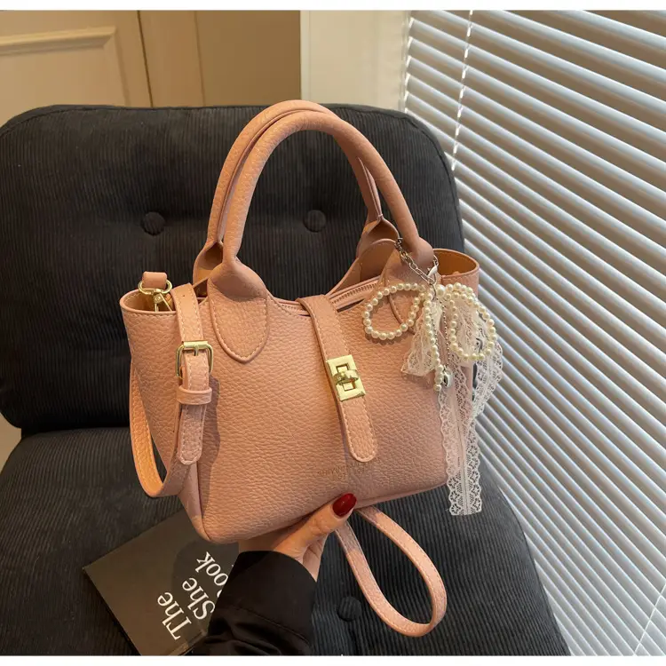 Black Crossbody Shoulder Bag with Tassel Decor — feature 16