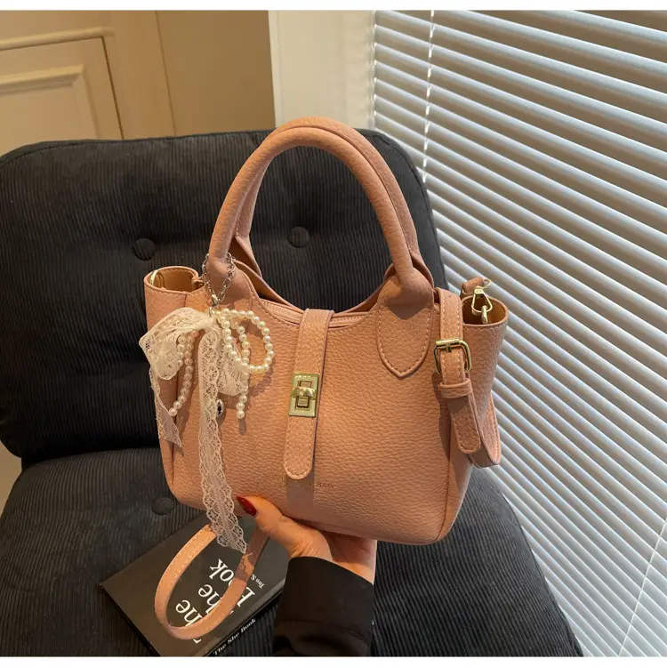 Black Crossbody Shoulder Bag with Tassel Decor — feature 17