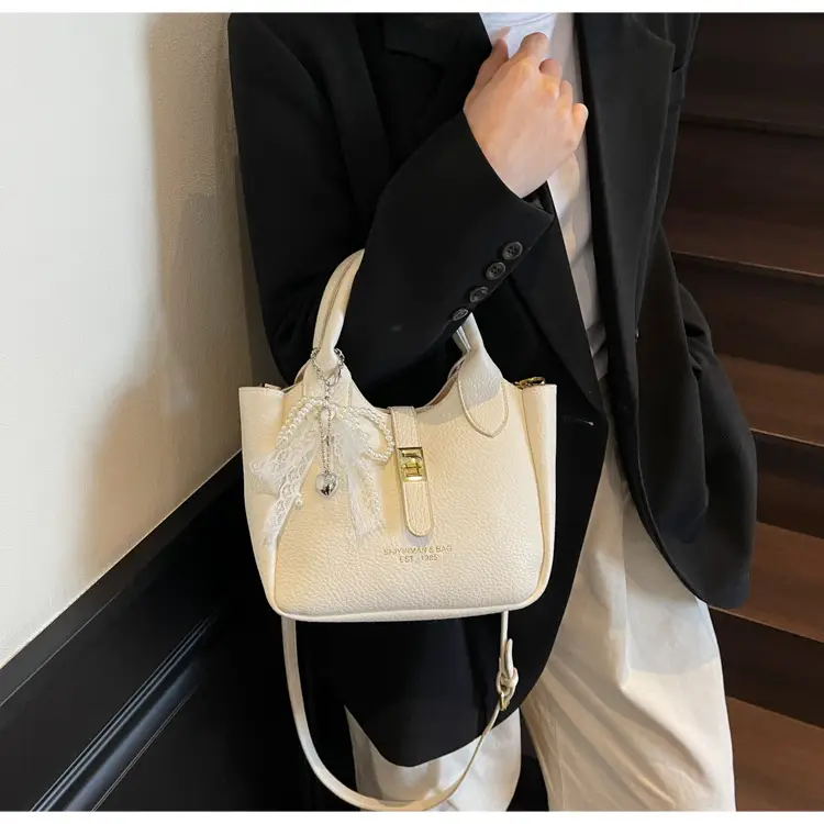 Black Crossbody Shoulder Bag with Tassel Decor — feature 26