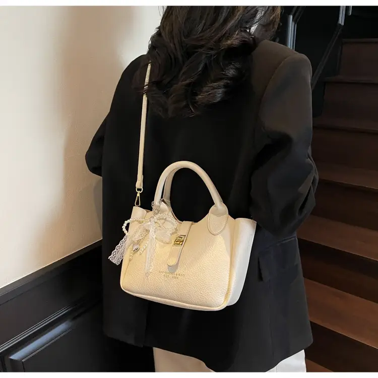 Black Crossbody Shoulder Bag with Tassel Decor — feature 27