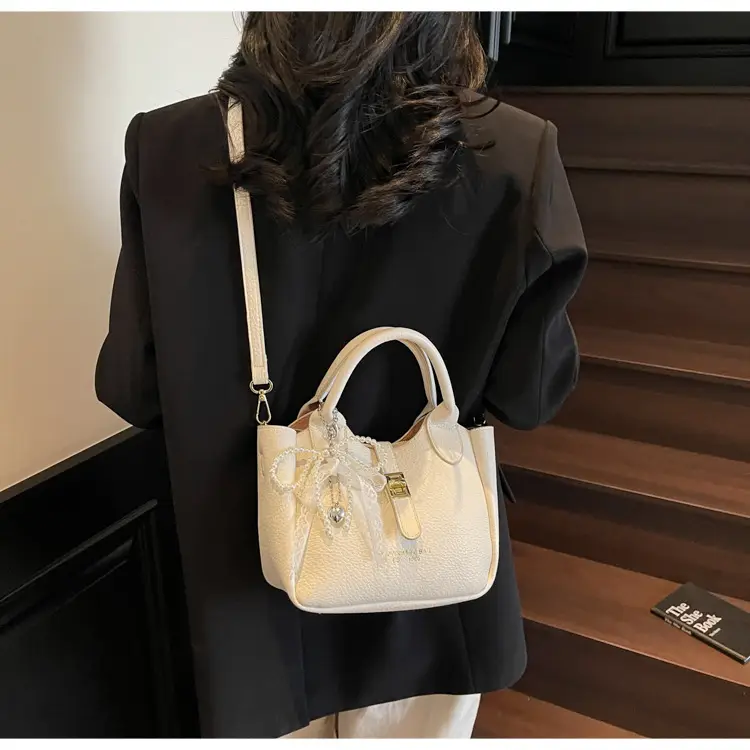 Black Crossbody Shoulder Bag with Tassel Decor — feature 28