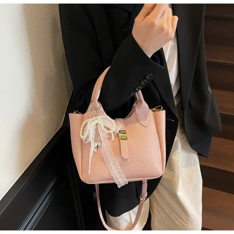 Black Crossbody Shoulder Bag with Tassel Decor — feature 30