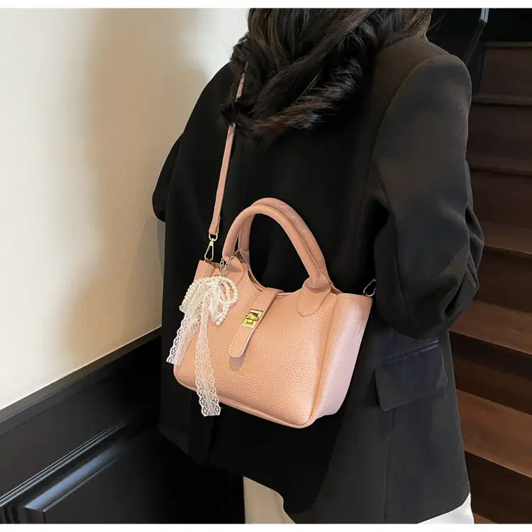 Black Crossbody Shoulder Bag with Tassel Decor — feature 31