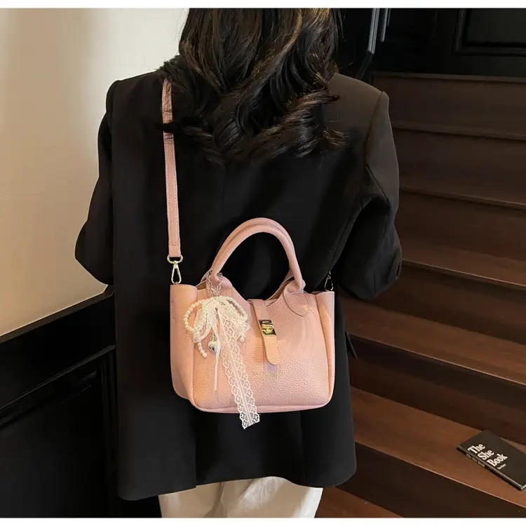 Black Crossbody Shoulder Bag with Tassel Decor — feature 32