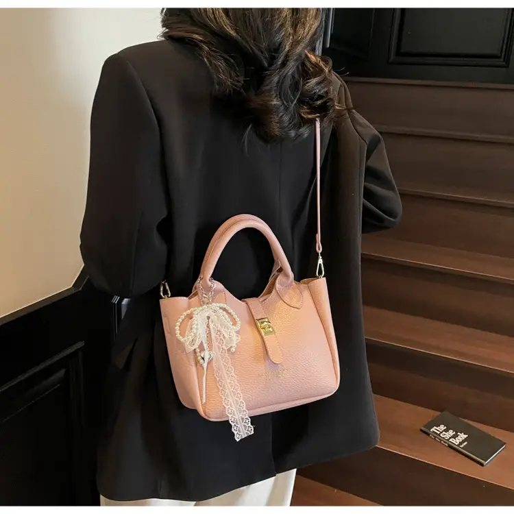 Black Crossbody Shoulder Bag with Tassel Decor — feature 33