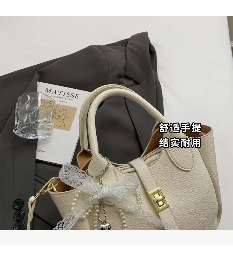 Black Crossbody Shoulder Bag with Tassel Decor — feature 5