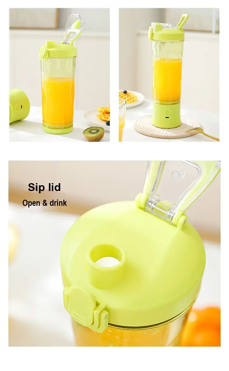 Juicer shown upright and with its drinking spout open.
