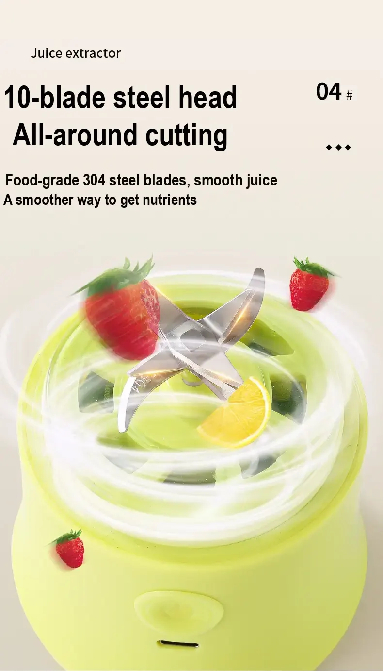 Close-up of the stainless-steel blade assembly inside the juicer cup.