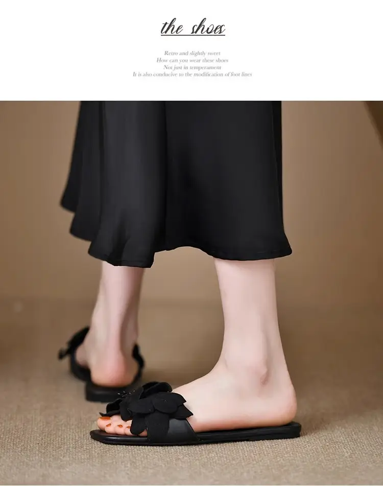 Rose Petal Open Toe French Slippers Women 2025 — feature 2