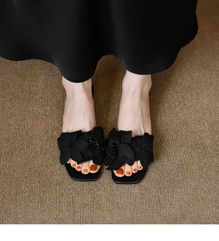 Rose Petal Open Toe French Slippers Women 2025 — feature 7