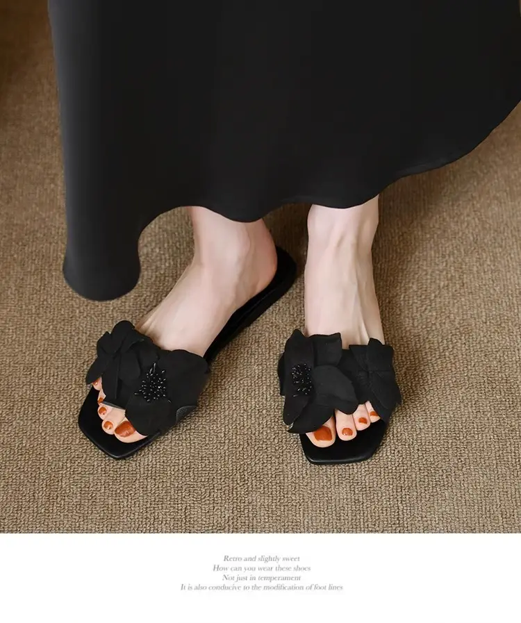 Rose Petal Open Toe French Slippers Women 2025 — feature 8