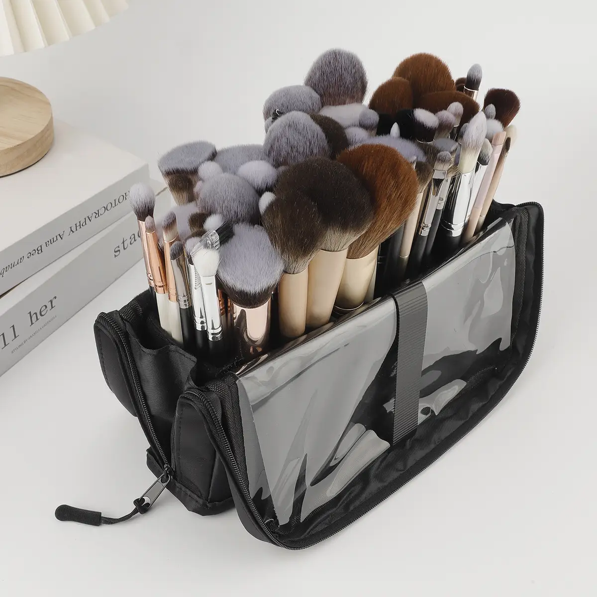Square Detachable Makeup Brush Bag Magnetic Lock 22.5cm
