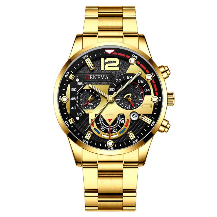 Geneva Chronograph Men's Black Steel Band Watch - Image 12