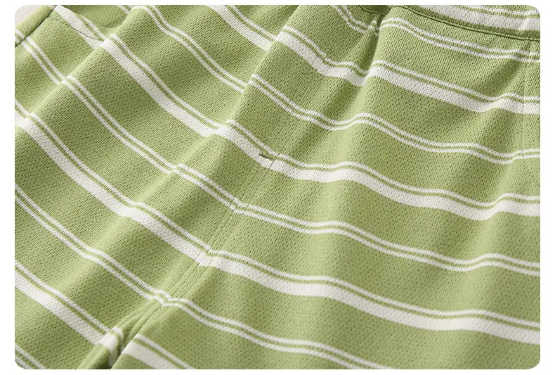 2025 Summer Boys T-Shirt Striped Shorts Suit Green White — feature 17