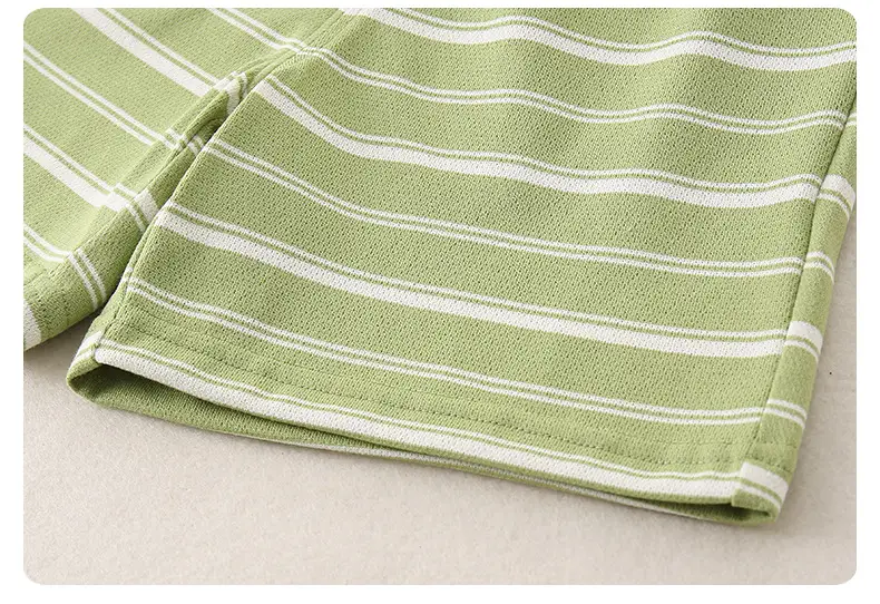 2025 Summer Boys T-Shirt Striped Shorts Suit Green White — feature 19
