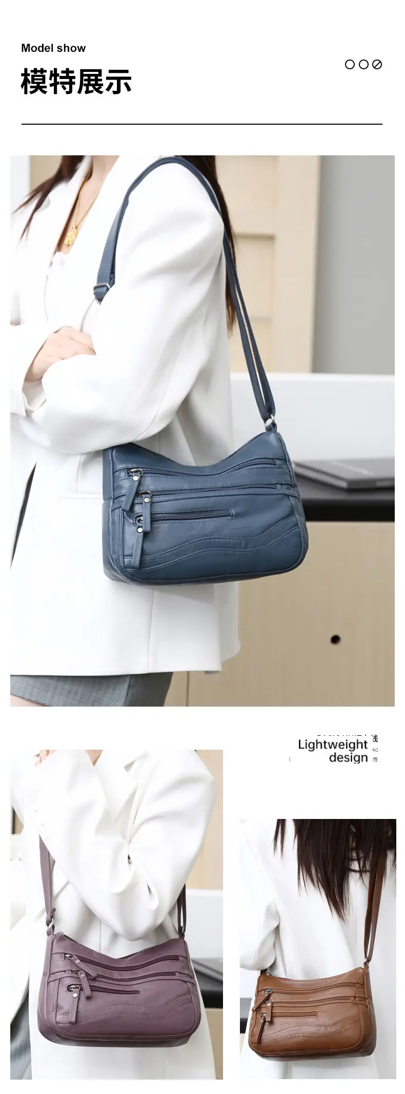 Black Leather Crossbody Bag with Multiple Compartments — feature 10