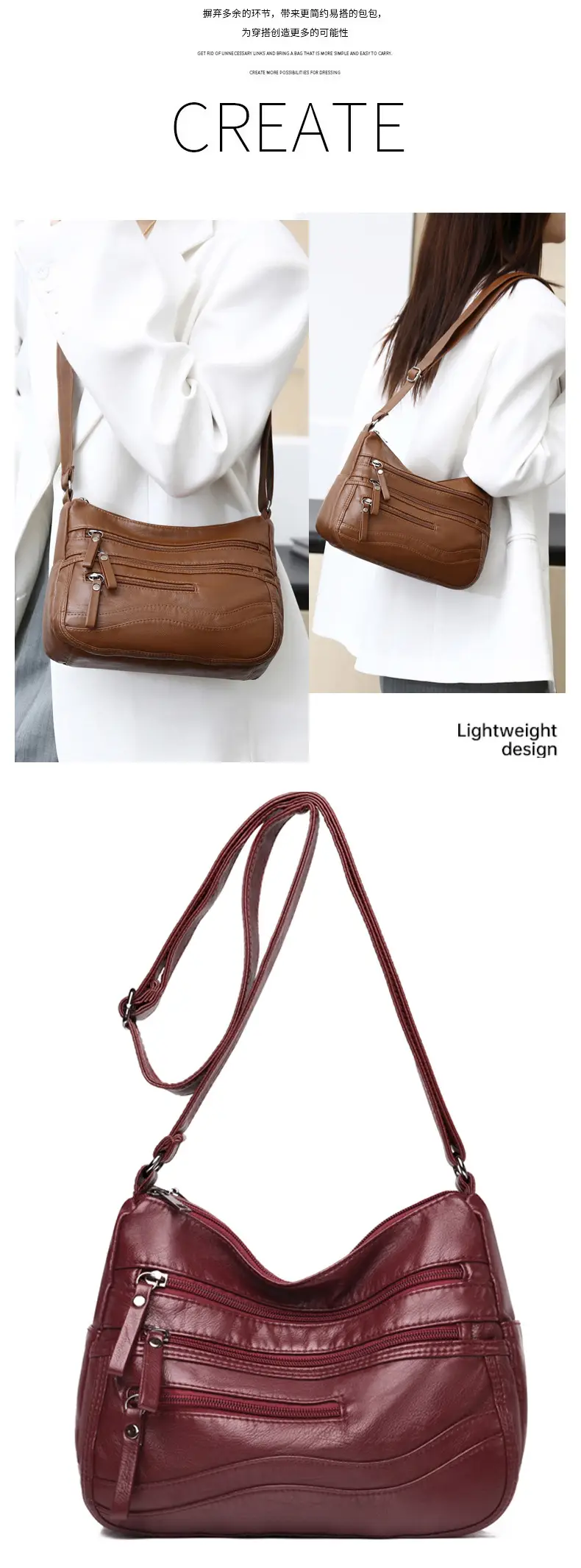 Black Leather Crossbody Bag with Multiple Compartments — feature 11