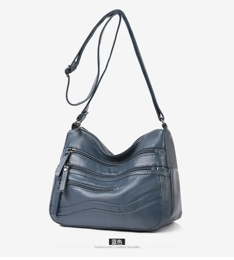 Black Leather Crossbody Bag with Multiple Compartments — feature 14