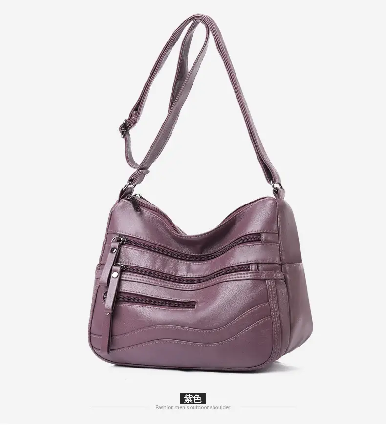 Black Leather Crossbody Bag with Multiple Compartments — feature 15