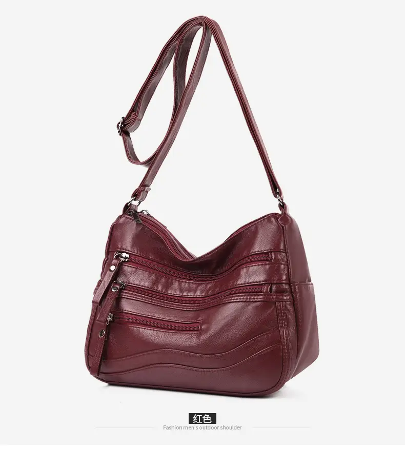 Black Leather Crossbody Bag with Multiple Compartments — feature 16