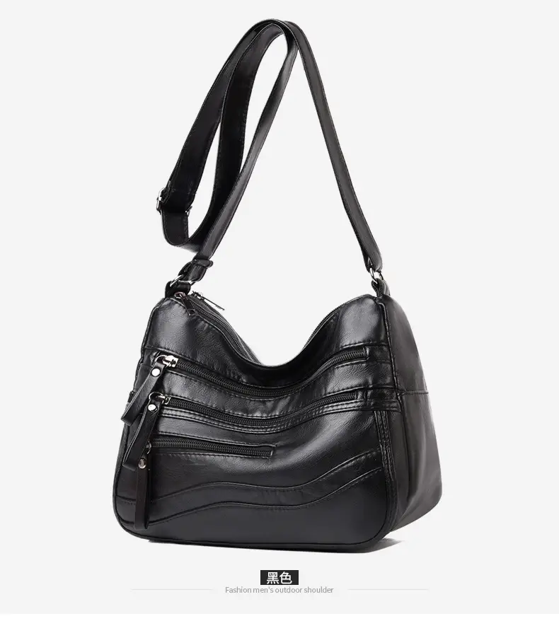 Black Leather Crossbody Bag with Multiple Compartments — feature 17