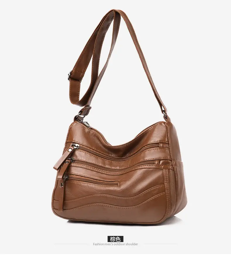 Black Leather Crossbody Bag with Multiple Compartments — feature 18