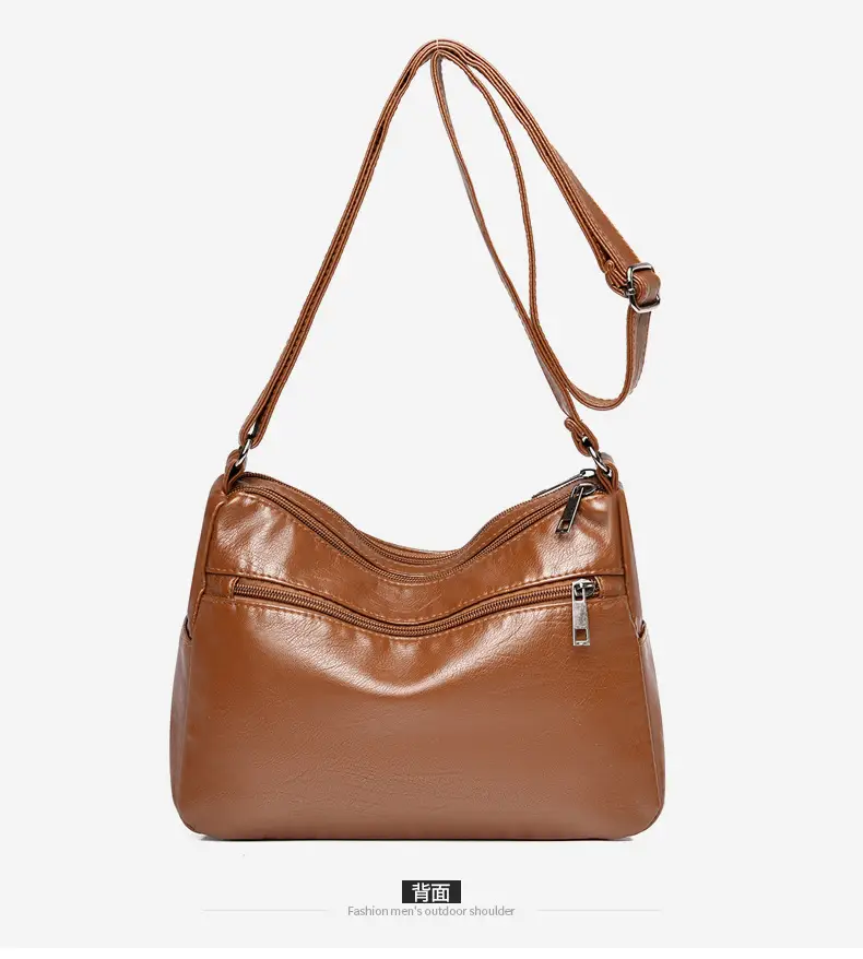 Black Leather Crossbody Bag with Multiple Compartments — feature 21