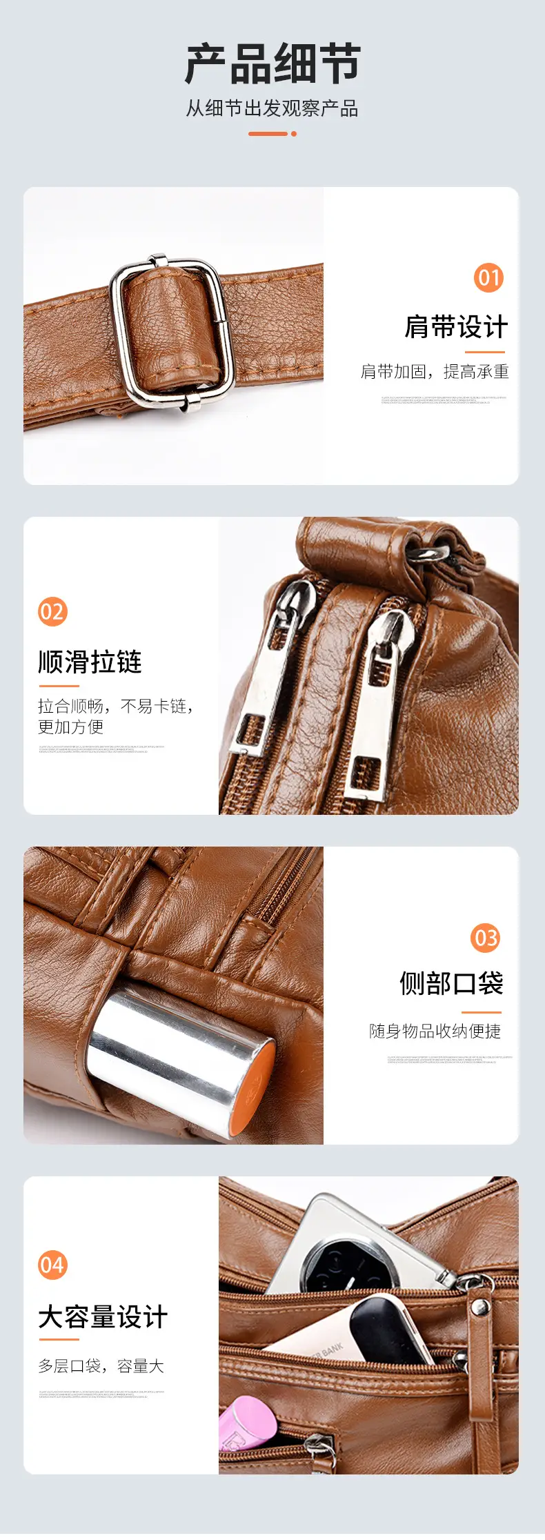 Black Leather Crossbody Bag with Multiple Compartments — feature 9