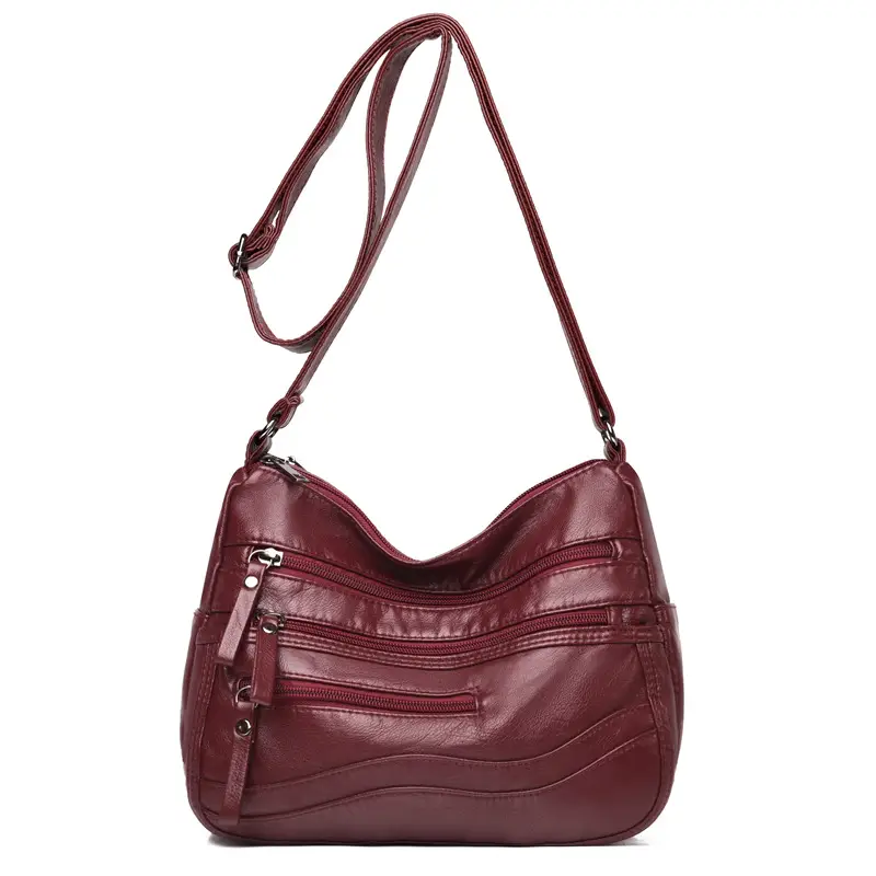 Black Leather Crossbody Bag with Multiple Compartments - Image 5