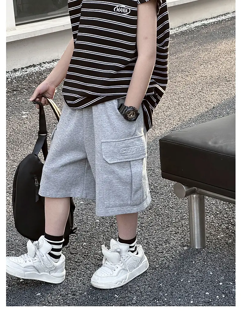 2025 Summer Boys Striped Pure Cotton Vest T-Shirt — feature 32