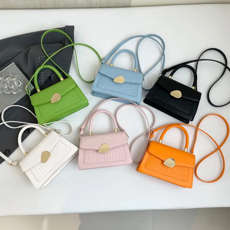 Orange PU Croc Shoulder Crossbody Bag 2025