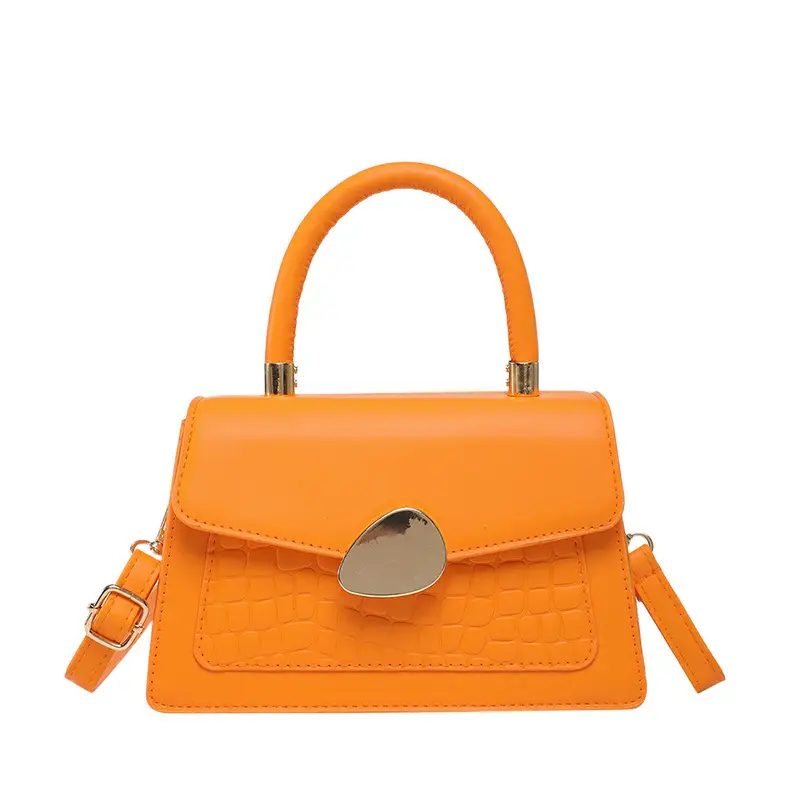 Orange PU Croc Shoulder Crossbody Bag 2025