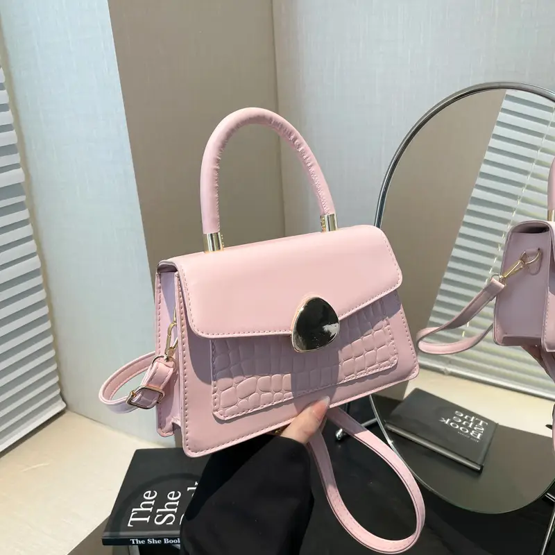 Orange PU Croc Shoulder Crossbody Bag 2025
