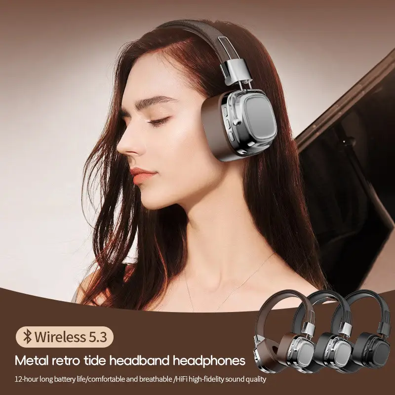 2025 New Ins American Retro Style Wireless Bluetooth 5.3 Over-Ear Headphones - Image 8