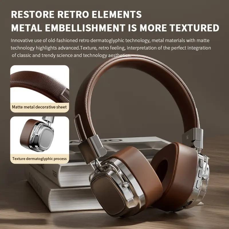 2025 New Ins American Retro Style Wireless Bluetooth 5.3 Over-Ear Headphones - Image 9