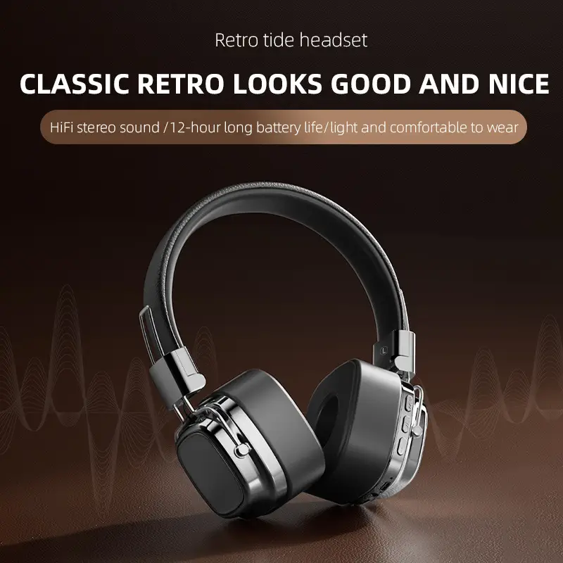 2025 New Ins American Retro Style Wireless Bluetooth 5.3 Over-Ear Headphones - Image 2