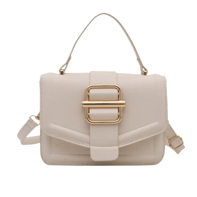 White Retro Textured Shoulder Bag for Women