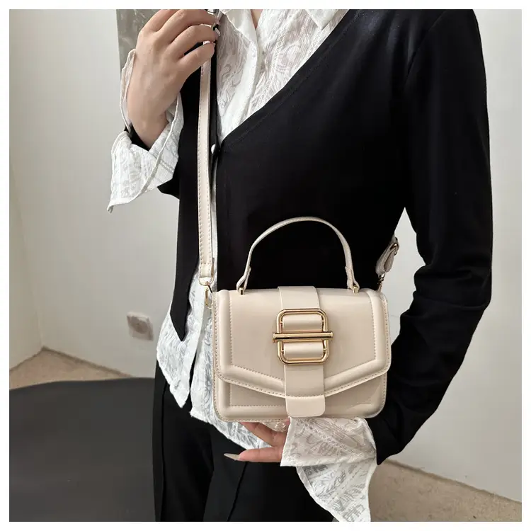 White Retro Textured Shoulder Bag for Women — feature 10
