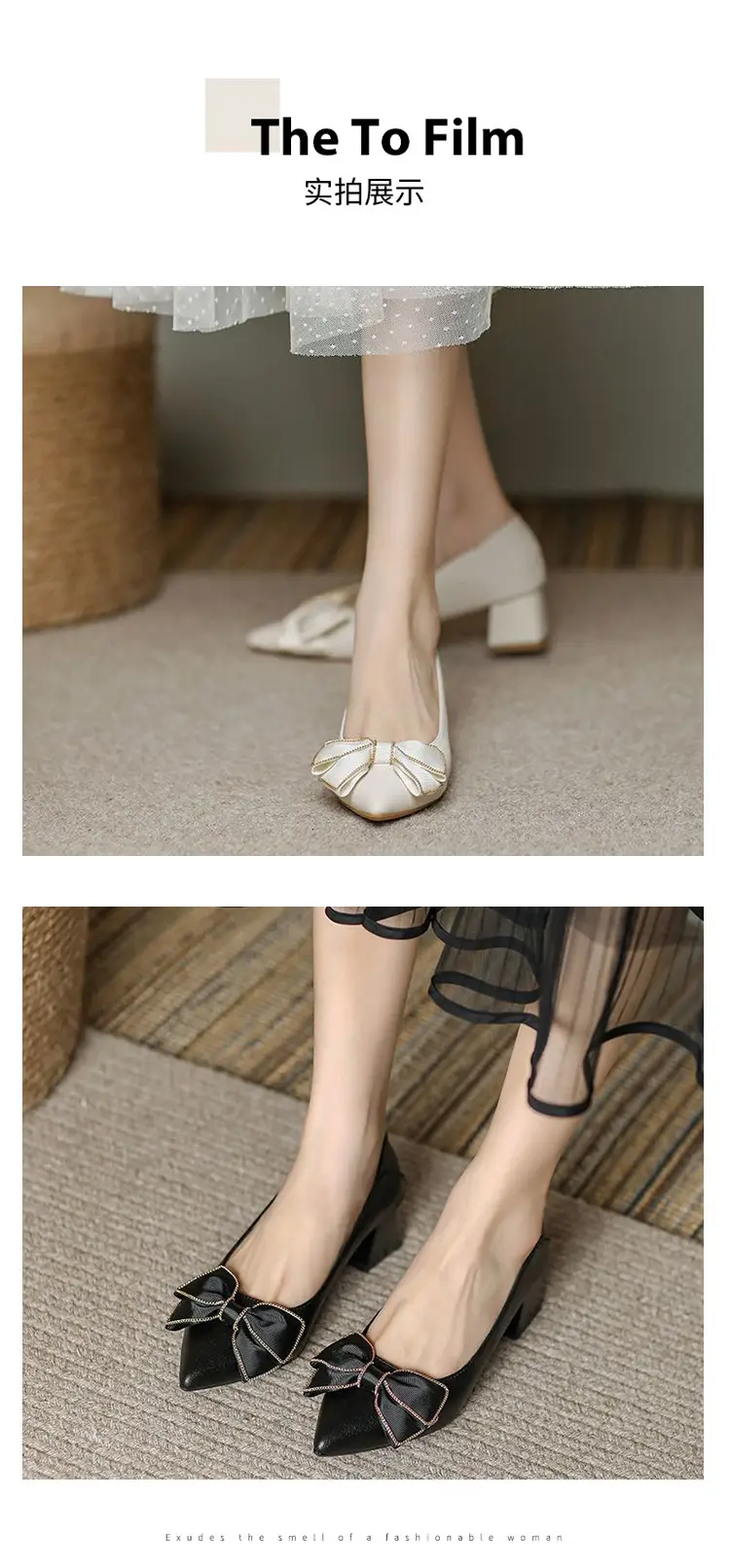 French-Style Chunky High Heels That Are Comfortable for Women, 2026 Spring and Autumn New Style Single Shoes for Women with Bowknot, Pointed Toe, Elegant Low Heels for Mothers — feature 8