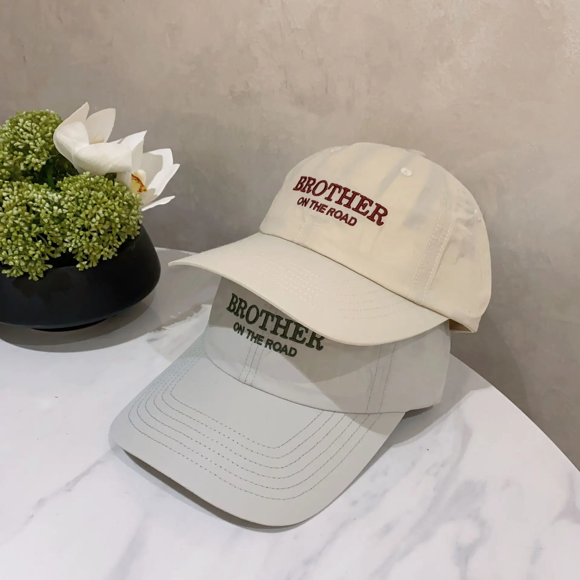 2025 Thin Baseball Cap "BROTHER ON THE ROAD" Beige - Image 8