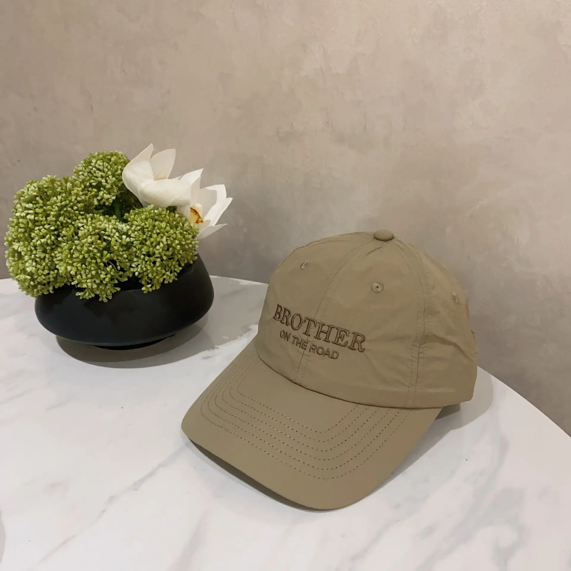 2025 Thin Baseball Cap "BROTHER ON THE ROAD" Beige - Image 5