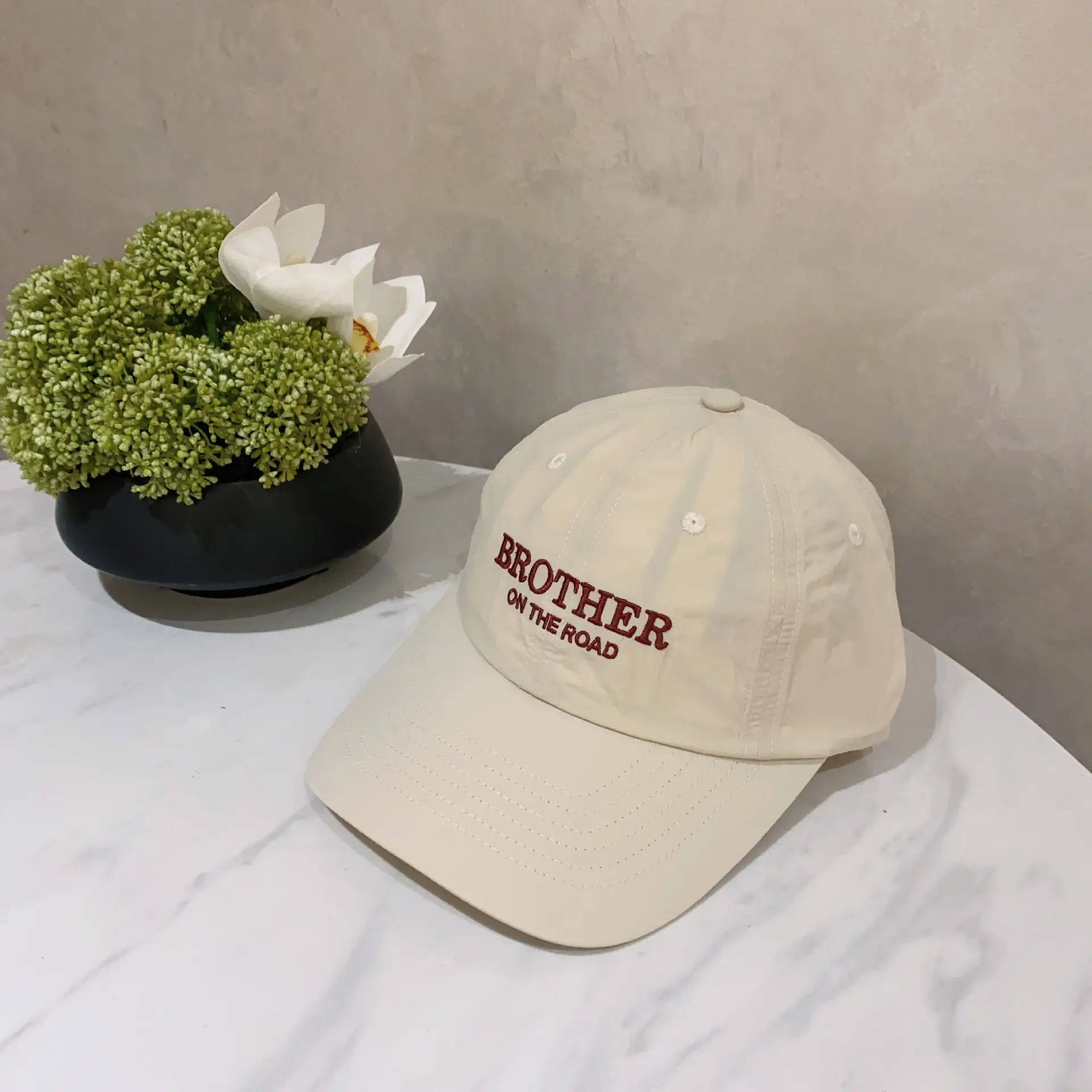 2025 Thin Baseball Cap "BROTHER ON THE ROAD" Beige - Image 2