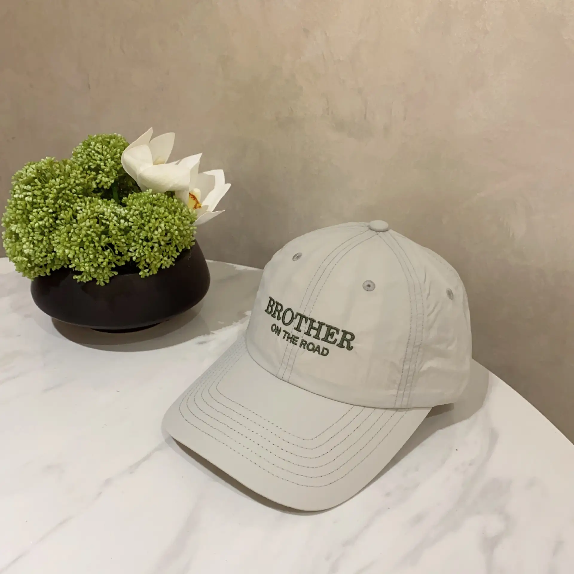 2025 Thin Baseball Cap "BROTHER ON THE ROAD" Beige - Image 3