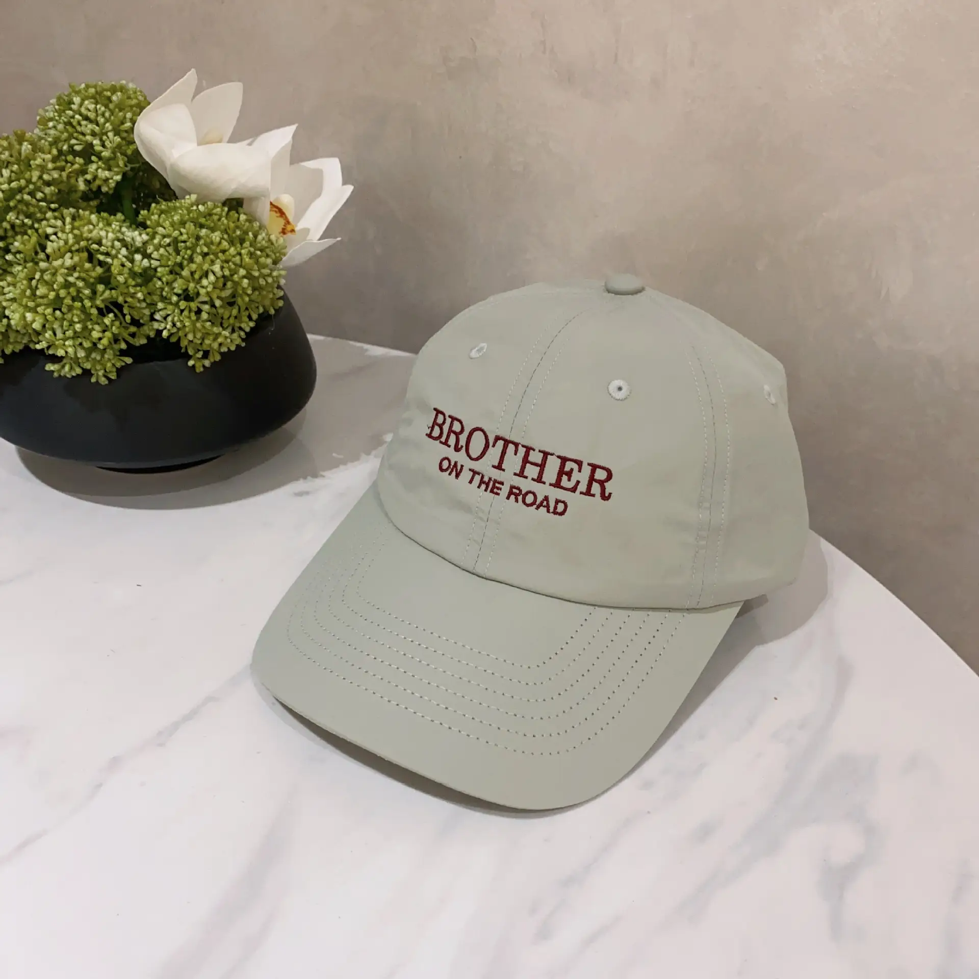 2025 Thin Baseball Cap "BROTHER ON THE ROAD" Beige - Image 4